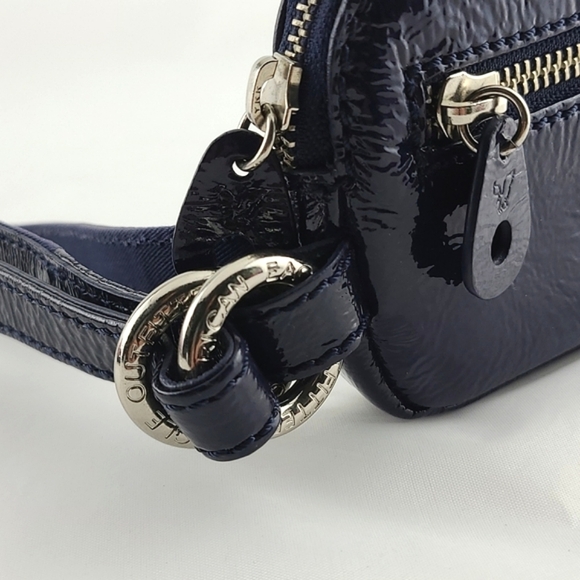 American Eagle Outfitters AEO Patent Navy Blue Lrg Zipper Clutch Wristlet Wallet - Picture 4 of 13